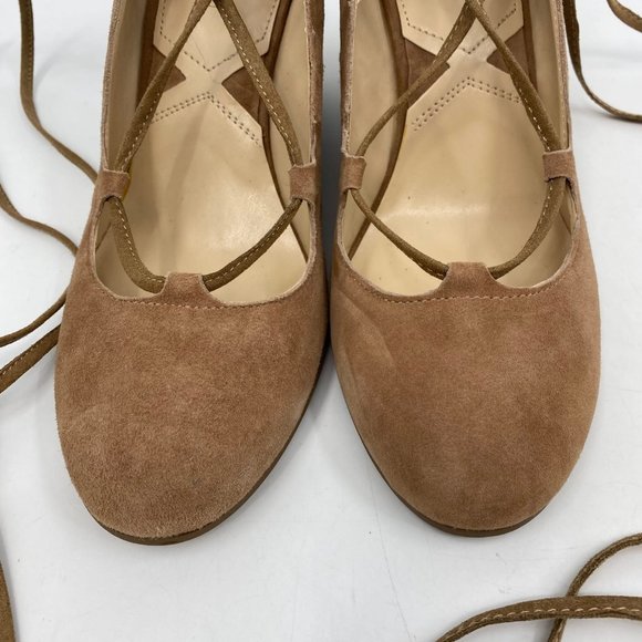 Adrienne Vittadini Brown Suede Lace Up Wedges | High Heel Style - Picture 10 of 10